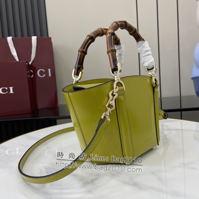 Gucci專櫃古馳最新款迷你竹節手提托特包竹籃形托特包 jh2395型號：805832